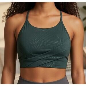 Lululemon Flow Y Wrap Front High Neck Bra Black LW2EJHS Women Size 4 B/C NWT